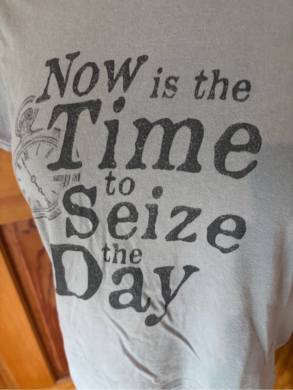 Gray Newsies Tee 'Now is the Time to Seize the Day' - Picture 2 of 4